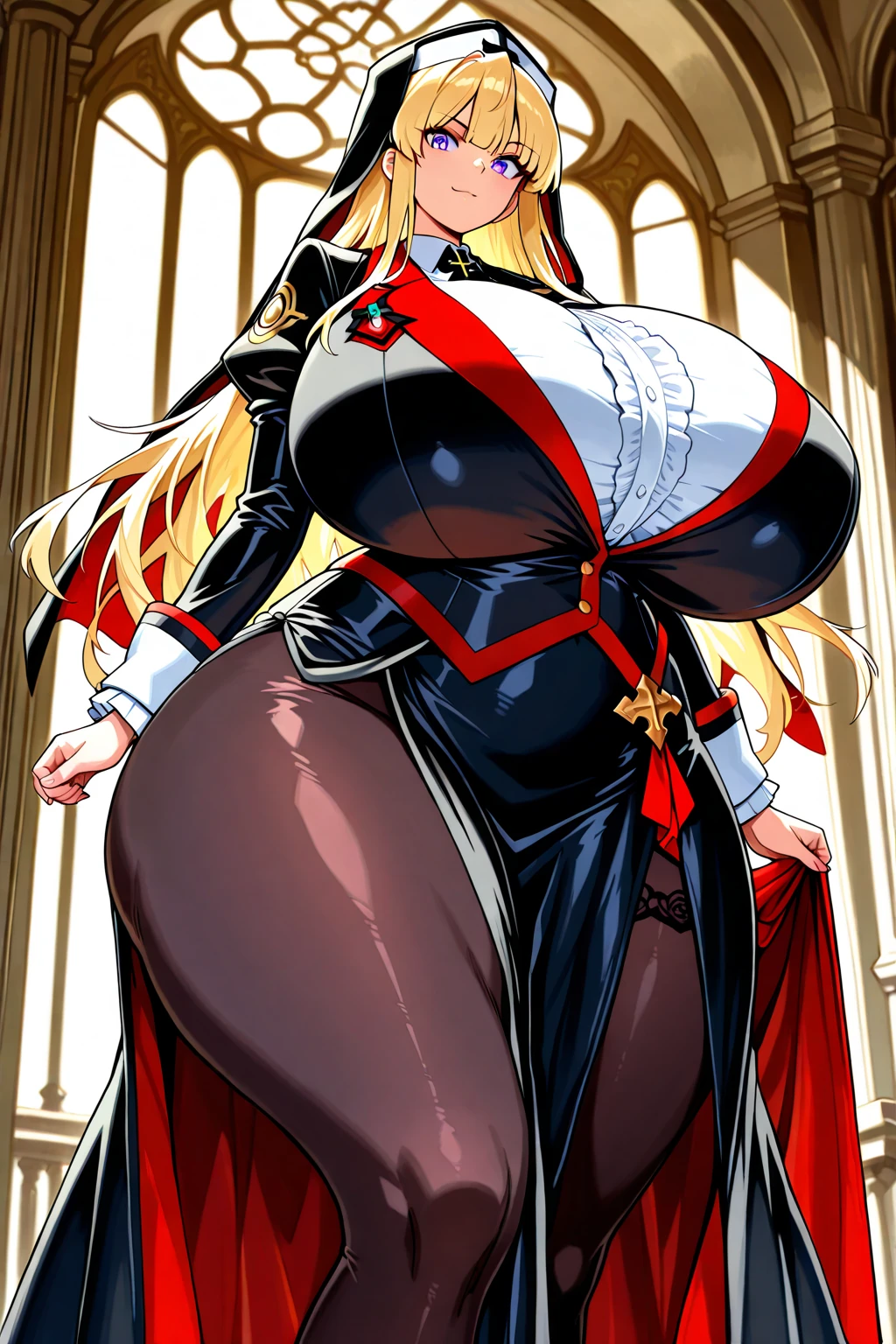 nsfw,
(dark theme:0.9), medieval full body of a woman sharp features,very long black hair, bob cut, makeup, eyeliner, eyelashes, mascara, dark skin, gold sexy dress, clevage, gigantic breasts, red lipstick, earrings, grim, cold stare,
dark colors, Volumetric lighting, baroque oil painting by Greg Rutkowski, Artgerm, WLOP, Alphonse Mucha dynamic lighting hyperdetailed intricately detailed, (hdr:1.22), muted colors, complex background, hyperrealism, hyperdetailed,
(1girl:1.8),caucasian, danielflores, (full body:1.6),(high heels:1.3),(platform high heels:1.5)
thick thighs,wide hips,huge thighs,(gigantic breasts:1.4),thick eyelashes,long eyelashes,black hair,big lips,very long hair,brown eyes,absurdly long hair, red lipstick,(big eyes:1.2),
(garter belt:1.4), (bikini armor:1.2),
dynamic pose, smile,looking at viewer,
fakelips7-2500, lr,
<lora:Loraeyes_V1:0.2>,Loraeyes,
<lyco:GoodHands-beta2:1.0>, perfect hands,
<lora:breastinclassBetter:0.2>,
<lora:wearing a ballgown:1>,(wearing a ballgown:1.6),
<lora:epi_noiseoffset2:1>,
<lora:tajnaclub_high_heels-10:0.7>, high heels, (platform footwear:1.3), platform heels,