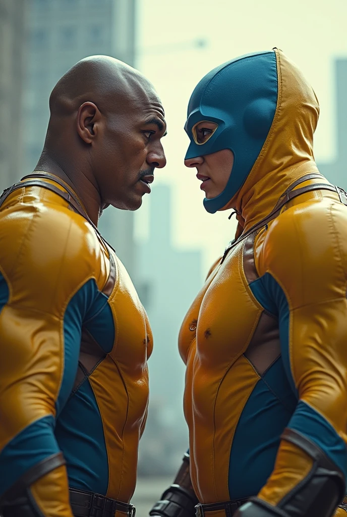 1980s,gay, 2men, bara, photo realistic, slim tall Batman, wearing only a mask and white briefs, and his hairy body, kisses the slim muscular old man Alfred with his tongue and hugs him tightly, in the shower room.35mm film,boke,Pale image quality
