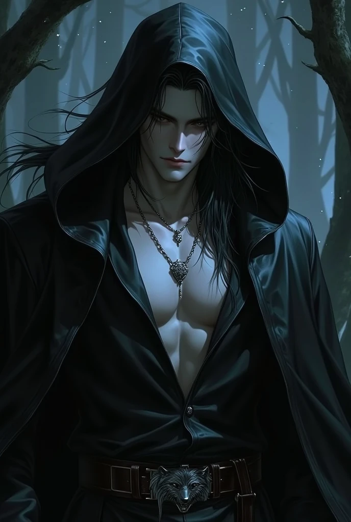 black hair, alucard, full body, beautiful male god of death, vampire fashion, detailed anime character art, male vampire of clan banu haqim, l vampire, with his long black hair, androgynous vampire, detailed 25 year old male face, ultra realistic anime red eyes no emotions, INTJ, intelligent, sexy, attractive, full body, tongle, no clothes, no shirt, dark background