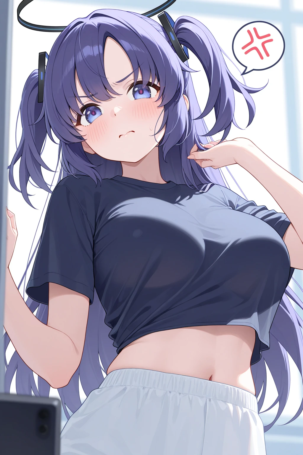 NSFW,masterpiece,Highest quality,High resolution,Super detailed,Yuuka \(Blue Archive\)、Purple Eyes、Purple Hair、Long Hair、Two Side Up、Halo,(Turtleneck sweater),Sleeveless,Sideboob,(Denim shorts),Embarrassed,Frustrated face,Lust,blush,Expecting face,Seduce,(To flatter),(Sex slave),(Middle-aged men),(Having rough sex),put in,Creampie,(Molester),(Squirting),heart,Open your mouth,Sticking out tongue,Inside the train