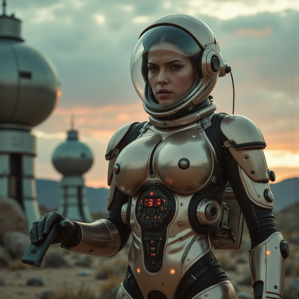 "(Adventurous woman,(sexy silver space suit with neon hi-lites and electronic indicators)),exploring alien landscape,bioluminescent crystals,tentacled plants,strange neon alien birds,otherworldly atmosphere,vibrant colors,detailed textures,photorealistic lighting"