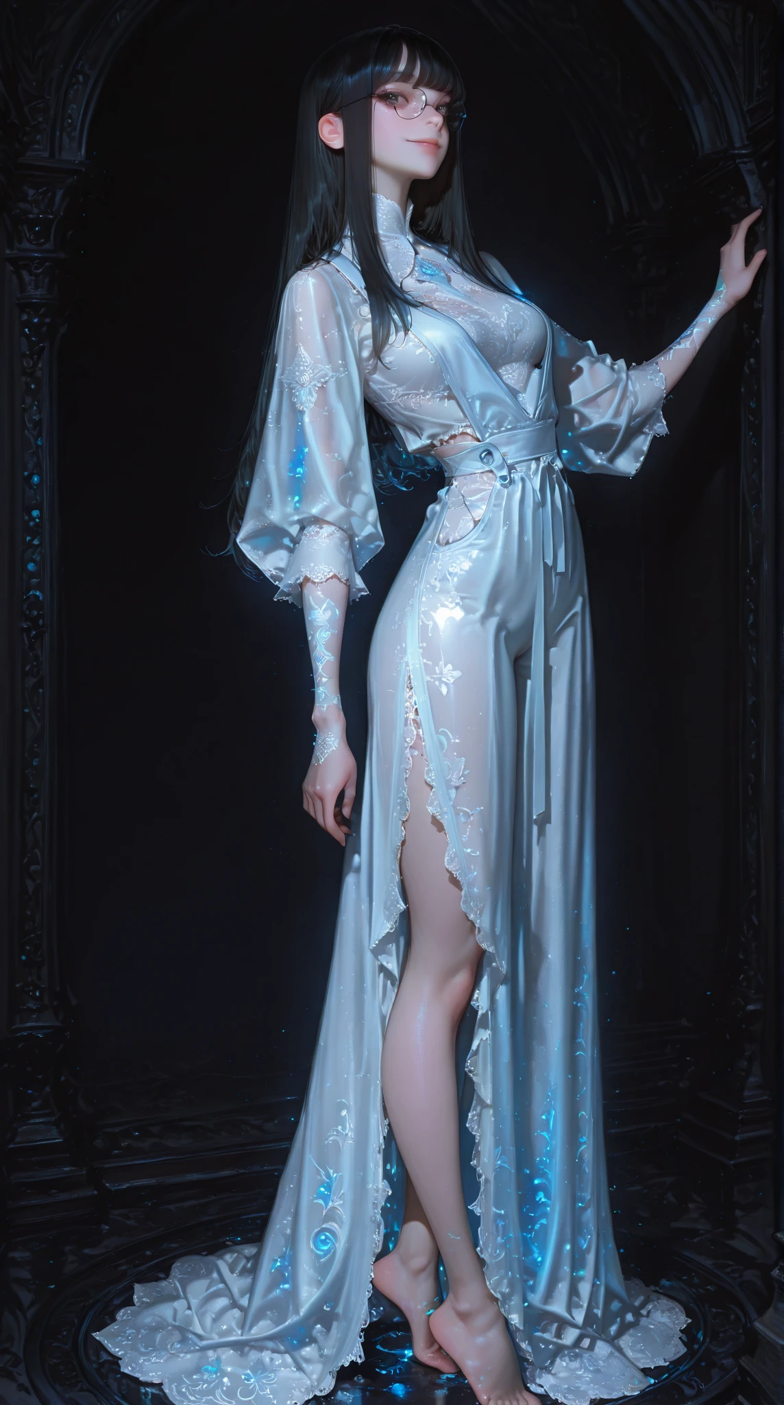 8k, (full body shot:1.4), 20-year-old swedish girl, raw, Beautiful woman, (straight gray hair), (intricate sheer transparent translucent clothes, barely clothed, intricate, beautifull face, elegant dress, highly detailed, shyness), intricate, beautifull face, elegant, highly detailed, digital hyperrealistic photography, hyperrealistic photography filigree, shyness, most beautyfull face, (masterpiece, sidelighting, (finely detailed beautifull blue eyes: 1.2)),