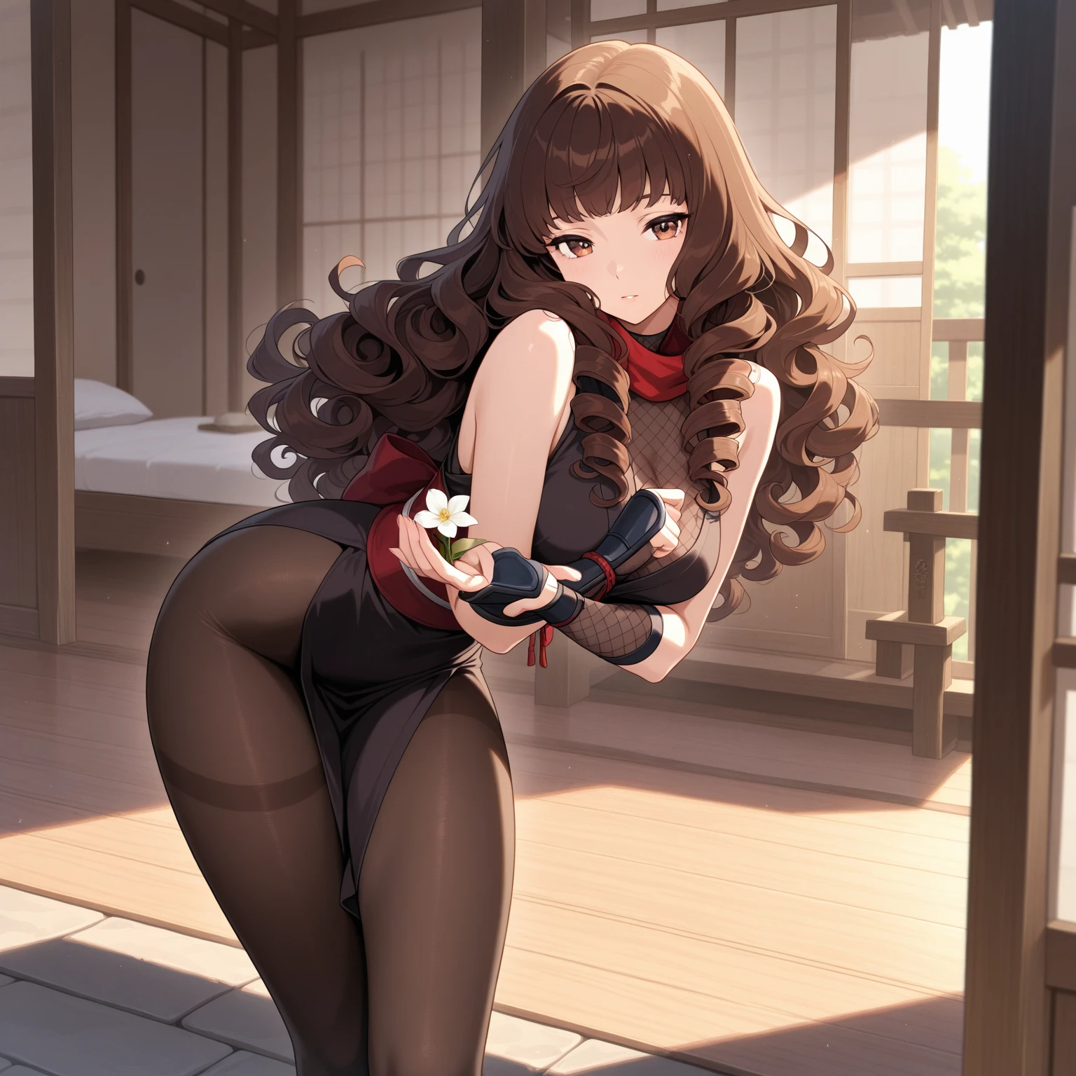 masterpiece, best quality, 1girl, solo, open mouth, sitting, playboy bunny, strapless leotard, sleeveless, bunny ears, rabbit tail, white cuffs, black pantyhose, high heels, high ponytail, from behind, ass, looking back, <lora:GenshinNPC_XiaoYu_V4-000008:0.45>, indoors, ancient chinese room, <lora:caughtConcept_v15:0.8>, caught, looking at viewer, blush, embarrassed, denial,