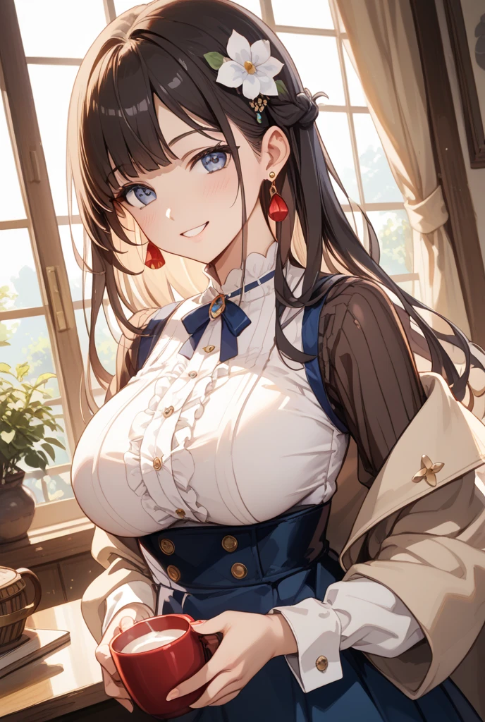 girl, mature female, mature, Beautiful wife，milf, very long hair, (huge-breasted)，blush, lipsticks，shift dresses，Victorian style， HighestQuali，超高分辨率