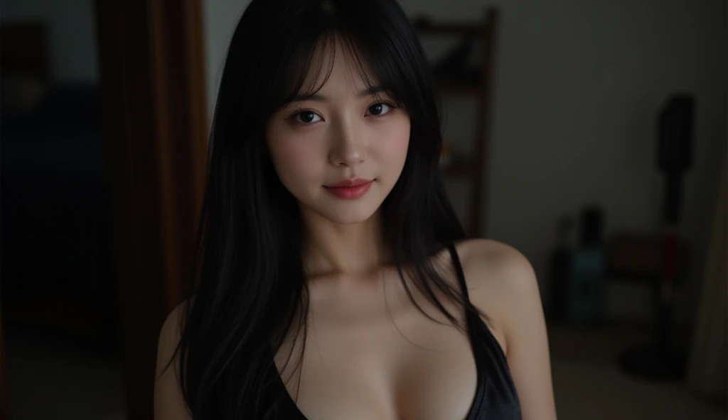 Ulzzang-6500-v1.1, (RAW Photos:1.2), (Realistic:1.4), Beautiful detailed girl, Very detailed eyes and face, Beautiful and fine details, Ridiculous, Incredibly ridiculous, Huge file sizes, Very detailed, High resolution, Very detailed, Highest quality, Tabletop, One girl, 16 years old, ((Very detailed)), ((Dynamic pose))), (Camel Toe), (Open your mouth)),((Drooping eyes)),((round face)),((curl inside hair)), (Look away:1.1),Close-up of face,(((黒いplayboy bunny)))、Upper Body、Black Costume、Has bangs、((slender))、Slim body、((Look down)、((Eyes Wide Open))、(((Angle from below))、(D cup milk))、((Gorgeous Bra))、skirt、Eyes Wide Open、((((Surprised))))、Be surprised