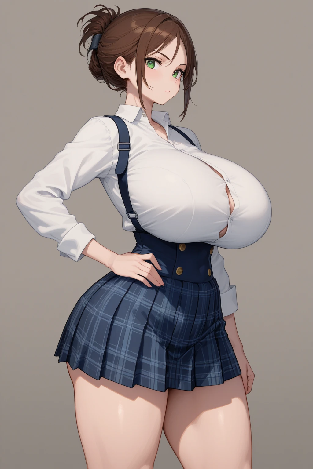 One girl, young child, young girl, baby face, young appearance, ((short height)), ((height: 120cm)), (height: 1/2), elementary school junior, large breasts, ((large breasts: 1.8)), full body,