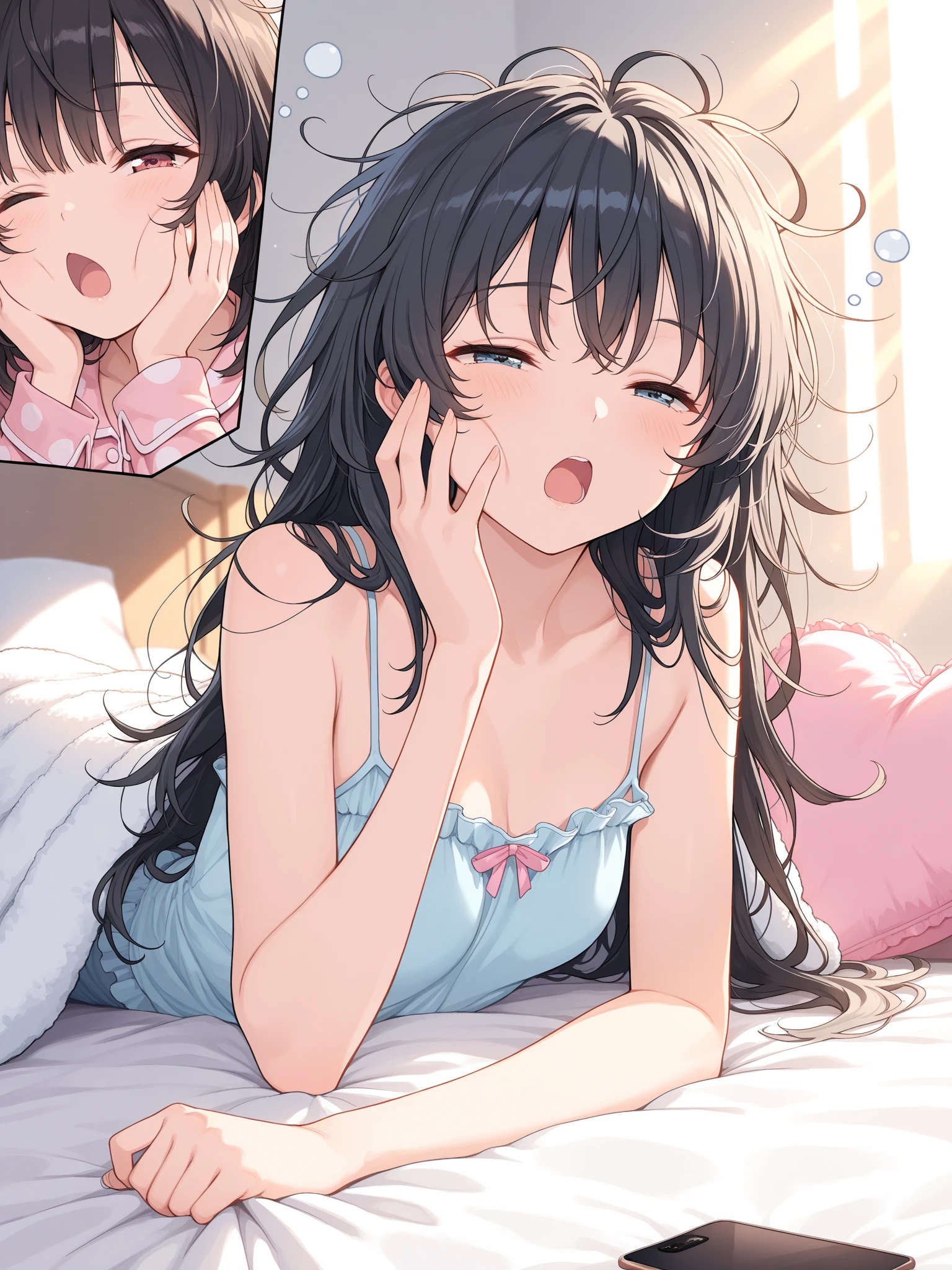 1girll、1boy、Lovers agitation、rut、Night Ga、In a large bed lovey-dovey Flirting ssex Entwining tongues cum shots cum shots A lot of sperm cum on facial