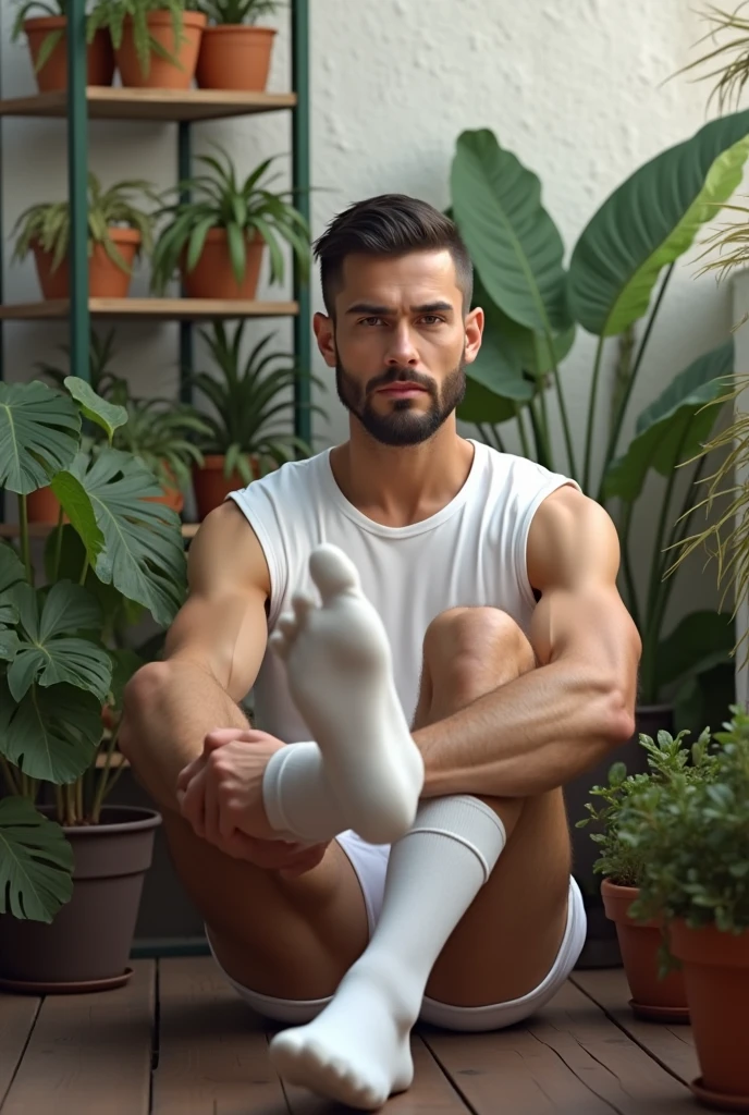 Man showing his feet.