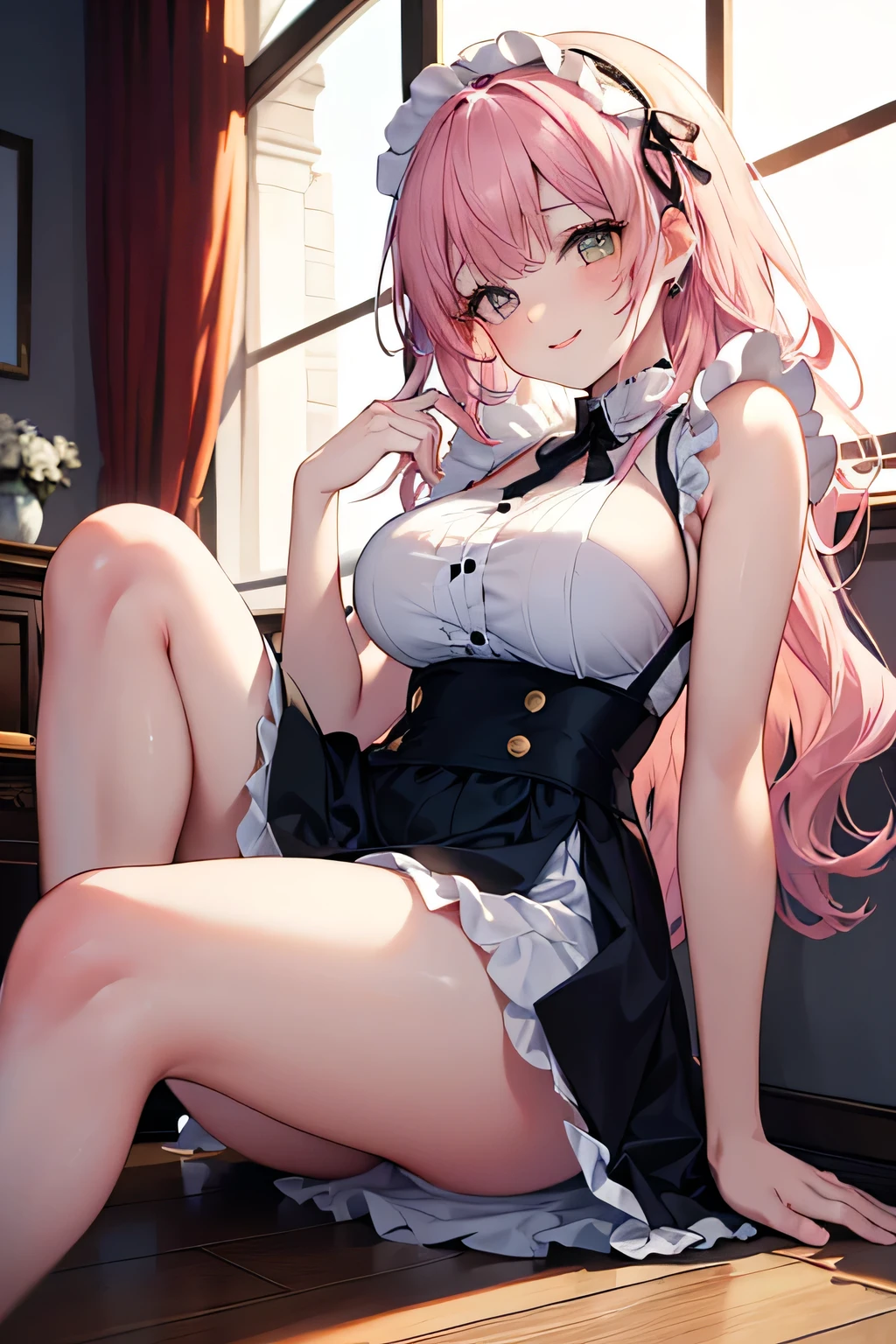 1 girl, Selene, Skirt, school_uniform, Tie, Twin tails, Long hair, Pink hair, Variegated gradient hair,Twin tails,Stockings,Panties from back.1,Panties from front.1, Original character, natural volumetric lighting and best shadows, deep depth of field, sharp focus, amazingly beautiful portrait of a ite girl, Soft delicate and beautiful attractive face with seductive yellow eyes, adorable little breasts, sharp eyeliner, seductive smile, mouth out with cute fangs, windswept disheveled brown hair, thick layered medium twin tail hairstyle, dark cheek eyeshadow with eyelashes, parted lips, apple jack hat, oversized pop art jacket, Mini underboob tea, slim waist with navel open, denim jeans pants with buckle belt, (messy painted body: 1.05), (holding a can of spray paint: 1.1), (graffiti mural wall background: 1.15), (standing on a narrow street crossword: 1.2), (top quality, amazing details: 1.4), masterpiece, bloom, Picturesque and vivid colorful paintings