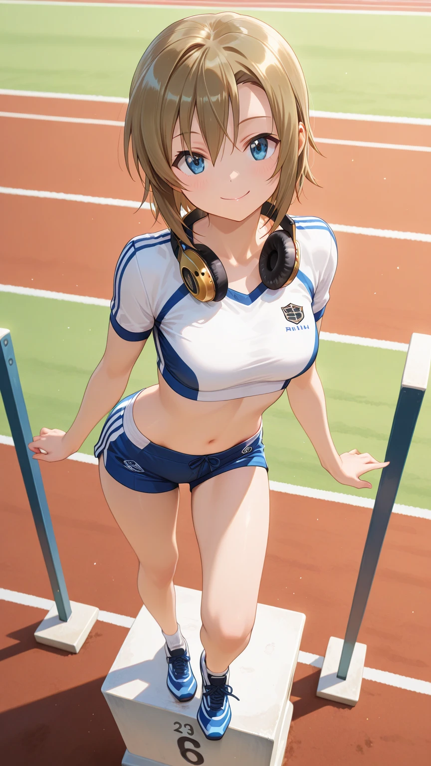 (masterpiece、highest quality、High resolution、Realistic photo、Real looking skin:1.1)、
(Women are athletics athletes、Standing and taking a break:1.8)、
(Please provide a close-up of the knees.:1.8)、
(She has a smiling face:1.5)、
(She is wearing a bikini-style track and field outfit.:1.5)、
(She is wearing short socks and track shoes.:1.5)、
(Brown medium length hair:1.5)、
(The location is a practice track and field stadium in the city.:1.5)、
1 Japanese Girl、solo、Full Body Esbian、Beautiful Eyes、Shining Eyes、Shining thighs、NSFW
