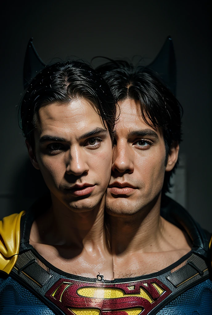 (((2heads))),1man,full body, blonde, brown hair, a man in the style of 1980s gi joe cartoon, black skin, argentinian, facial hair, speedo, body hair, , ((big bulge)), thick lips, dreamy atmosphere, dark amber and red, i can't believe how beautiful this is, serene atmosphere, flickering light, epic realistic, in a dimly lit dungeon, shackles on ankles and arms, illustrated by herg, style of tin tin comics, pen and ink,art by greg rutkowski and artgerm, soft cinematic light,hdr, intricate, highly detailed, (depth of field:1.4), faded, (neutral colors:1.2), (hdr:1.4), (muted colors:1.2), hyperdetailed, (artstation:1.4), cinematic, warm lights, dramatic light, (intricate details:1.1), complex background, (rutkowski:0.66), (teal and orange:0.4), (intricate details:1.12), hdr, (intricate details, hyperdetailed:1.15) (wet skin texture:1.2), (old)