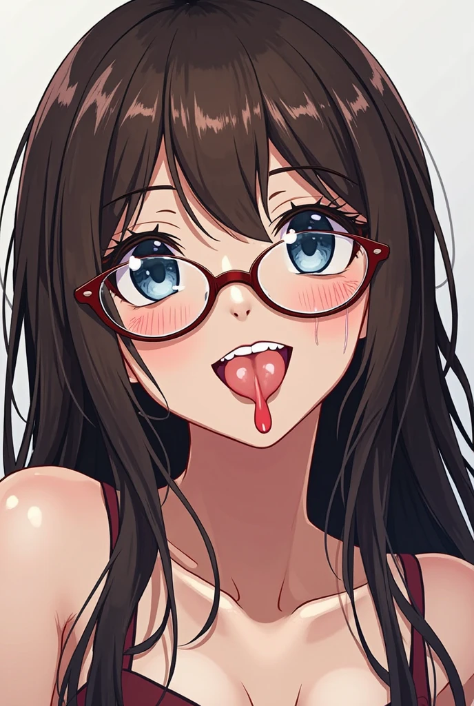 furry girl,drool,wavy hair,girl want to fuck viewer,girl on top,naked,pink nipples,erect nipples,all red face,open mouth,glasses,sweat around body,my room