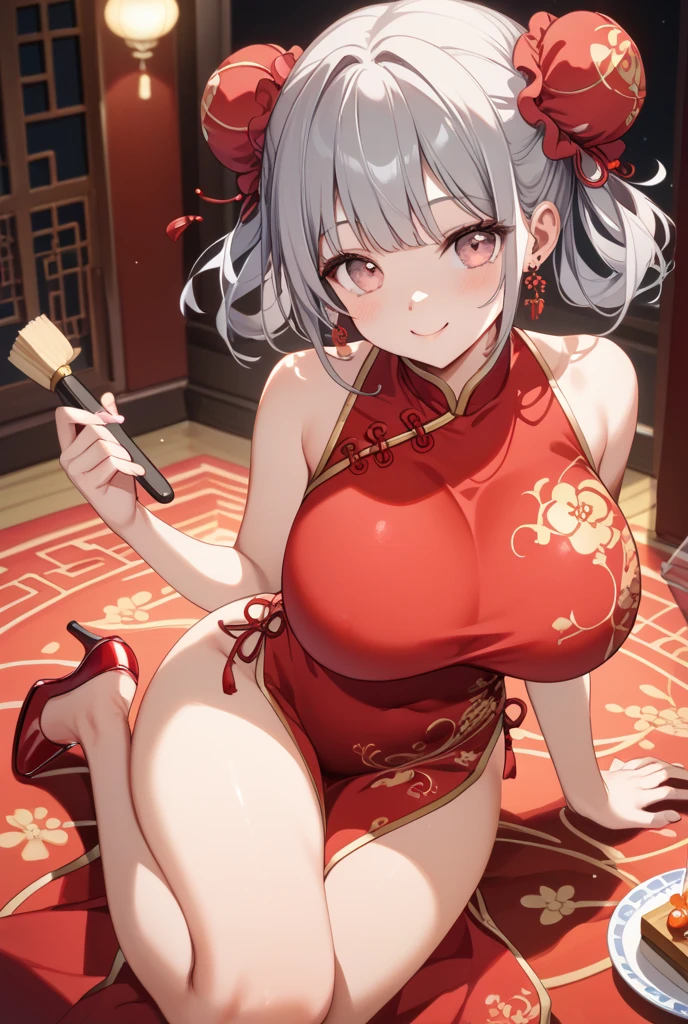 (masterpiece, Highest quality), (Ultra-high resolution, 8K RAW Photos, Photorealistic:1.5, Fabric Shading, Thin contours), Beautiful mature woman preparing a tea party in the garden, (Tea set, you can, Tea cup, Some cakes on a plate), Gothic Table, (伝統的なダークブラウンのMaid clothesを着用, Maid clothes:1.2, Long Flared Skirt, apron), tall and leggy, Long white hair, Wearing borderless grass, (Mature Woman:1.5, 28 years old, alone), ( Tight waist), (Long white hair, Hair on one eye, Updo, Side Lock, Asymmetrical Hair, Wavy Hair), (Bright Eyes, Fine grain, A face with attention to detail, perfect face shape, Bloodshot eyes), (A seductive smile, Half-close your eyes), (Looking at the audience:1.3), (Dynamic Angle, Thigh focus, From side to bottom:1.2), ((Correct Anatomy:1.5, The right move)), (Ideal body proportions), Outdoor, Glass Garden, ((Garter Stockings))(())