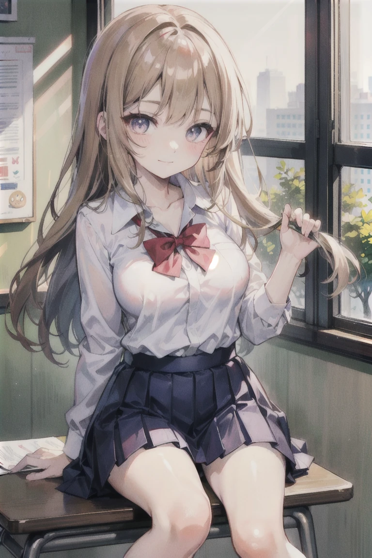 Masterpiece of detail, top quality, 1 girl, 独奏, Enhanced Dynamic Perspective，Cute PosesＪｋ，Brand JK uniform