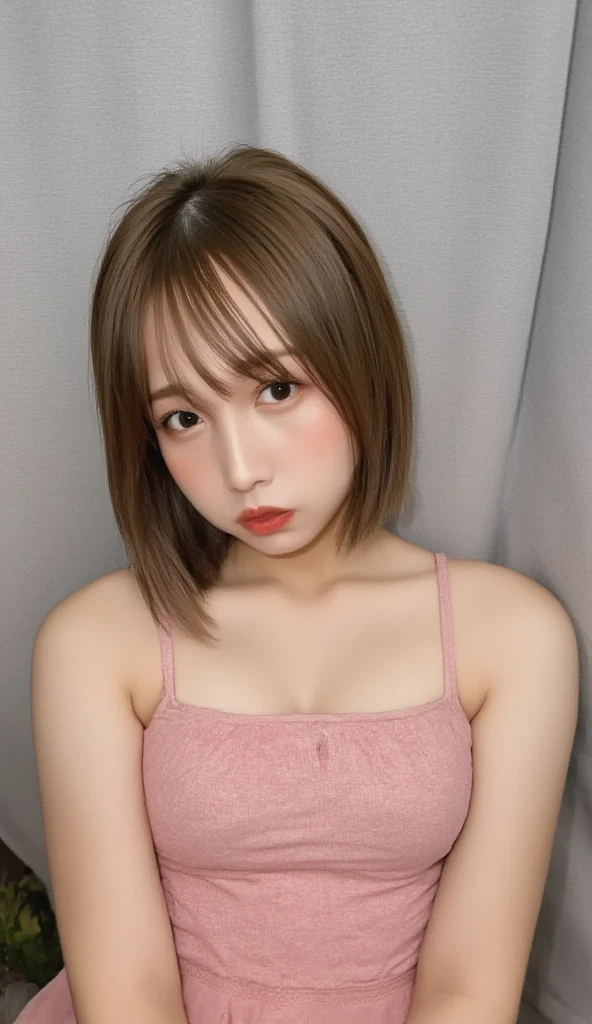 Cinema Lighting、(Key Light：Front 45 degree angle, Subsidy light、Faint backlight、Shadow), Accurate human body、Someone knowledgeable、Correct five-finger、RAW Photos、 4K - ultra-vivid、highest quality, masterpiece, Ultra-high resolution, (reality: 1.4), 

(((Oilskin,Glowing Skin、Realistic skin texture、Beautiful skin in every detail、Shiny skin、Shiny skin)))、


Upper Body Shot, Low camera angle, Written boundary depth, Focus on the center, Focused girl、Background blur、Beautiful Eyes, Perfect face and eyes、


(night:1.8,)
girl, Short bob black hair, Early teens, Black hoodie with pockets, Checked mini skirt, Purple collar, Black face mask, Earrings, 
Big Breasts, thin, Are standing , mischief, 
zettai ryouiki, An absurd solution, Absurd details, highest quality, (((Big Breasts:1.3))), Grab your chest、 (((Lightweight off-the-shoulder sweater)))、White skin、(((Bitch、Sexy Bitch、Super heavy makeup,ga yaru makeup)))、Full Shot, (Ahegao:0.8)