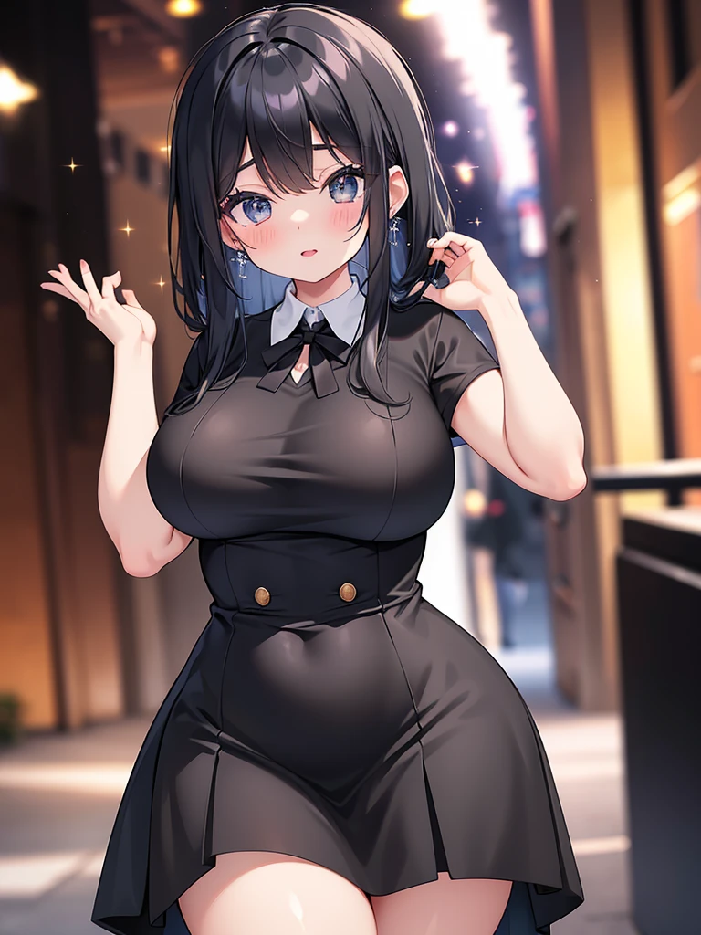 Wearing a coat, night city, back alley, inviting a man, coat spread out, sexy clothes underneath, wet with sweat, excited expression, flushed cheeks, plump body