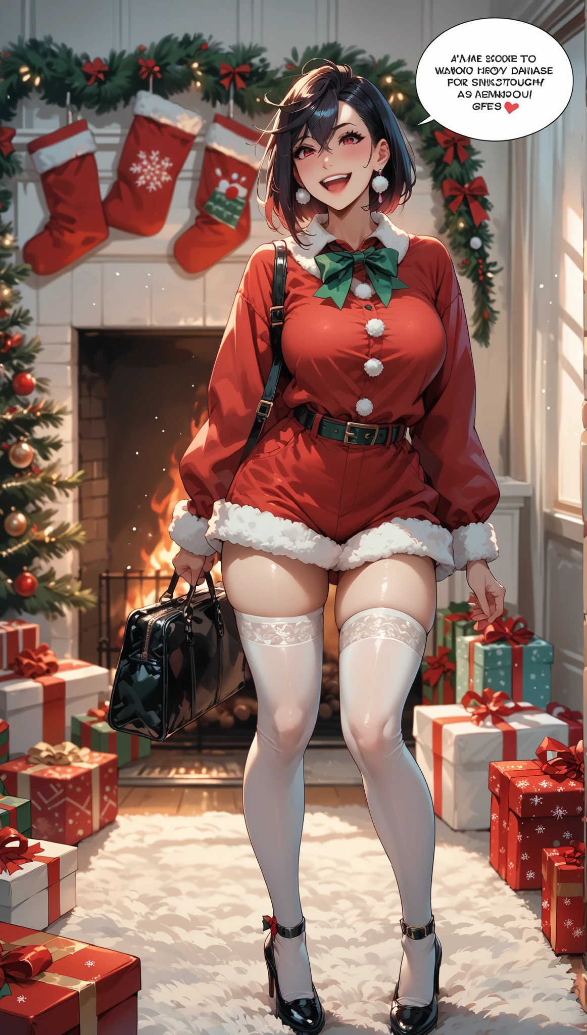 mujer rubia , pelo largo rubio , rubia , cuerpo completo , grandes tetas, gran trasero, voluptuoso, piernas abiertas , pose sexy , escote , Christmas hat , Christmas Clothes, nieve , christmas lingerie, christmas coat , christmas stockings , christmas heels