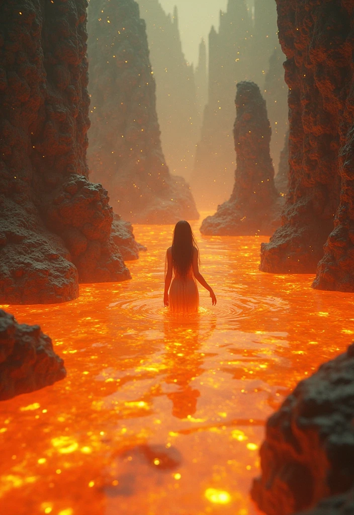 Masterpiece picture, rear angle view, (full body portrait), hyper realistic, 40yo redhead woman, long messy hair complete naked body, huge glistening Breasts, natural sagging breasts, slim and skinny figure. Ancient redhead sorceress, posing with arms raised worshipping ancient gods inside a dark cave, rudimentary altar stone, surroundings inside a cave, detailed image of the surroundings of a cave, surroundings in sharp focus around her. detailed body shape, Intricate detailed picture, professional picture, cinematic lighting, HDR enhancement, ultra fine texture, photorealistic, realism, photorealistic, sexy Pose, Extremely Realistic