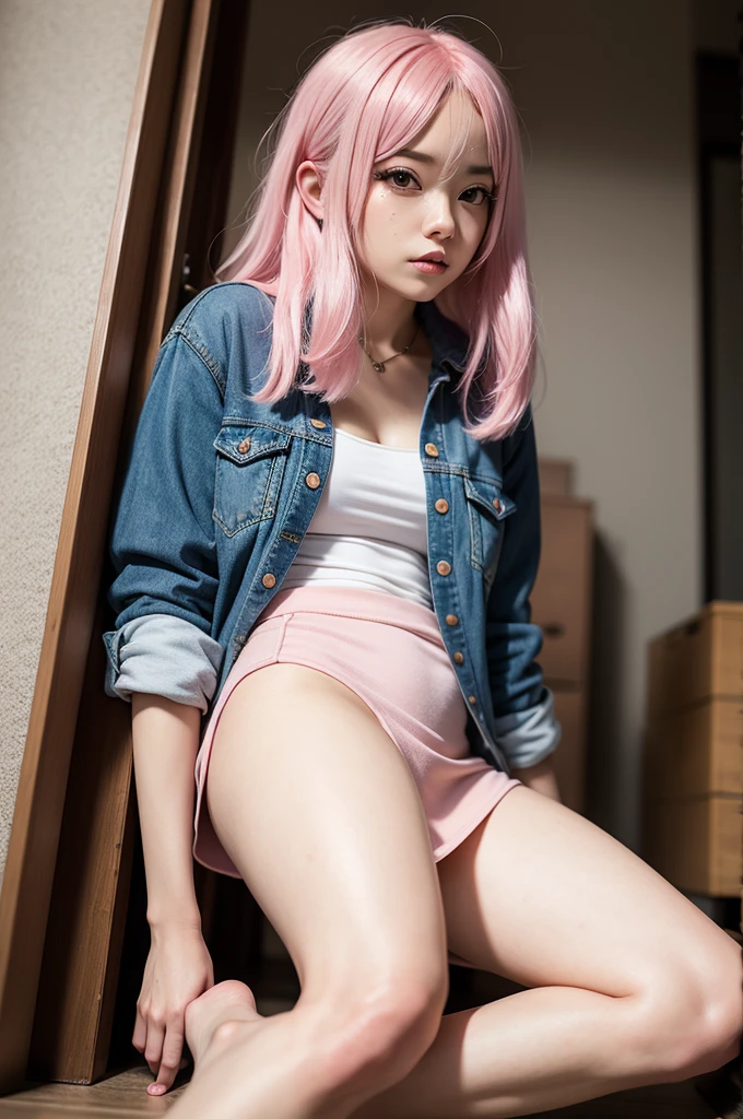 (work of art, best qualityer:1.2), (high resolution, detailded, 8k hdr, unity wallpaper 16k:1.1),
1 sitting, (Feet up, soles:1.1), standing alone,
volumetric lighting, detailded lighting,
detailded eyes, dazzling eyes,
aesthetic pink bedroom,
hi1, hair ornament, multicolored hair, necktie, overskirt, sleeveless, , jewerly,bondage, Kale,tied up,linked, pussy showing,pussy all wet, ahegao