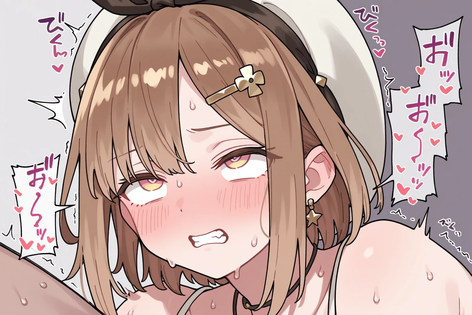 ((Reisalin Stout,Atelier Ryza,hat,hairbow,gold blond hair,brown skin,white blazer school uniforms,)),((solo girl)),((Perfect body,))((Super beautiful,))((High quality,)), full nude,(sweaty,) (wet all over,) blush,saliva, steam,collar,pov, Looking at Viewer,solo,breast,pov, Looking at Viewer,Heavy breathing,saliva, sweat,Rough breathing, sweaty body,Blushing, (((Sweaty and wet all over))),Sweaty body,in hotel room, (collar,),pov, Looking at Viewer,,shiny glossy,Heavy breathing,saliva, sweat, Sweaty and wet all over,Rough breathing, sweaty body,nsfw,,((face focus,face CloseUP)),kissing,incoming kiss,incoming hug,(half open eyes,)(clear face,)kissing face,kissing mouth and lips,Pressing lips,saliva trail,open arms,tongue out,