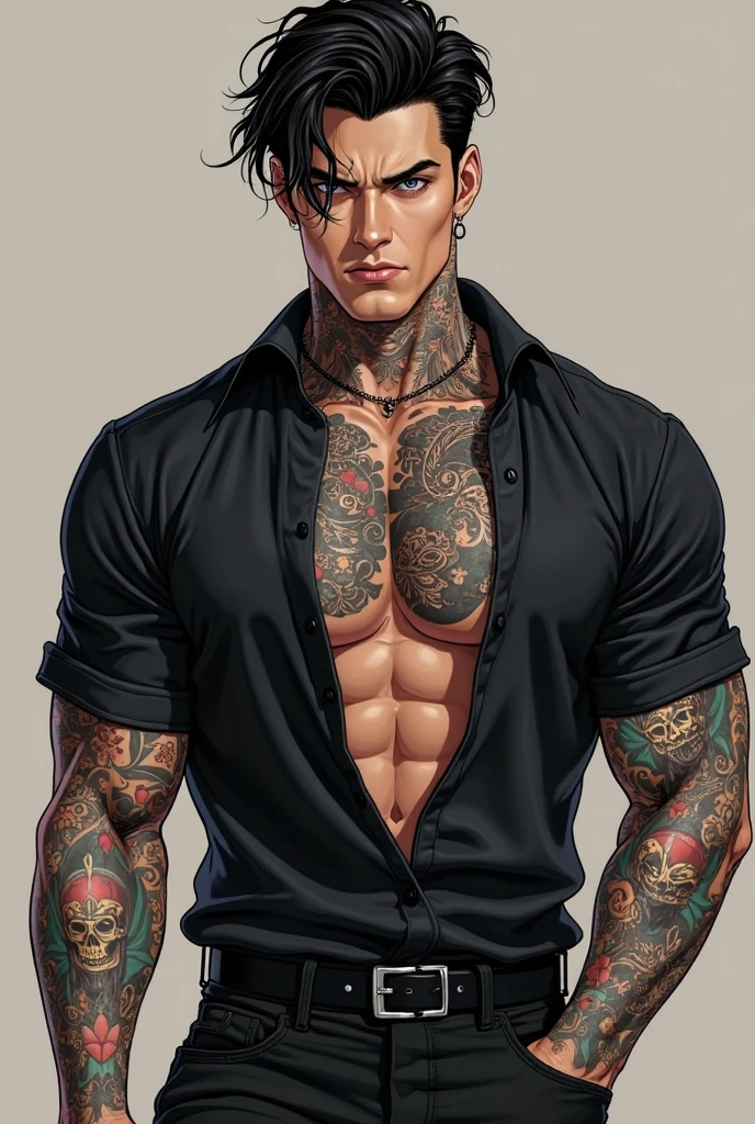 lifelike,(masterpiece,top quality,best quality,official art),Very detailed,rich and colorful,most detailed,God,shorter hair,blonde,Handsome man,Collar,Shirtless,suburbs,Sun Glasses,muscle,Chest muscles,tattoo,Nipple rings