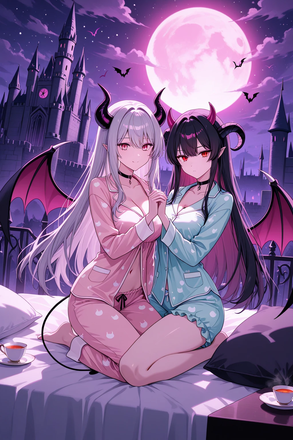 Details、ultra-detailliert、masterpiece、top-quality、Beautiful fece、A detailed eye、 (3 women:1.4)、Three Succubus(symmetrical succubus wings)、(triplets:1.2)、(Night time)、、(bow ribbon:1.1)、(Two-side-up)neck tie、bra very、耳环、()、Shady face、(dark backgrounds)、malicious smile、Bruises and ugly facial features、Young features、(、long-sleeve、(fluffy sleeves fluffy hair、(Open your mouth and laugh)、、l、Chiquita、Colossal tits、Colossal tits、(Put your hand on your face)、、Ruffled uniforms、hair clips、(Ridicule:1.1)、looking-down、Angle from behind、respected by women、(upward looking gaze:1.2)、超Colossal tits、(hearts symbol:1.5)、(Mass of heart:1.5)、(Heart Effect:1.5)、(heart mark:1.5)、demon tail、Devil's Tail、Succubus、(超Colossal tits:1.3)、Colossal tits、(Tattoo of the heart:1.3)、Yodare、Devil's Tail、Boob Matching ,Girl Sandwich face sandwich(confused and blushing、Small Girl、kawaii facepose your ahegao) Hug each other, catch them, そしてサンドイッチを作ってサンドイッチにHug each otherポーズ Bury your face in cleavage Sandwich by sandwiching the top and bottom Sullen expression lady bed I'm lying down I'm lying down上からのしかかって上下から少女を挟んでサンドイッチ