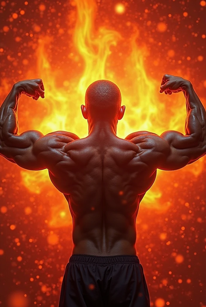 (best quality,realistic,highres),bodybuilder,short black hair and beard,dramatic and epic scene,chaotic environment,detailed muscles,veins popping out,shredded physique,beads of sweat,gritty and intense lighting,strong and powerful,striking pose,explosive energy,rippling muscles in motion,bulging biceps and triceps,tense facial expression,passionate and determined,extraordinary strength,heroic proportions,deep shadows and contrasts,monumental presence,vivid colors,dynamic composition,adrenaline rush,extreme detail description,rippling abs and chest,veins bulging,emphasis on muscle definition,perfectly chiseled physique,dominant and commanding,unstoppable force,imposing and awe-inspiring,heavy weights in the background,fire and smoke effects,endless energy and stamina,massive and sculpted legs.