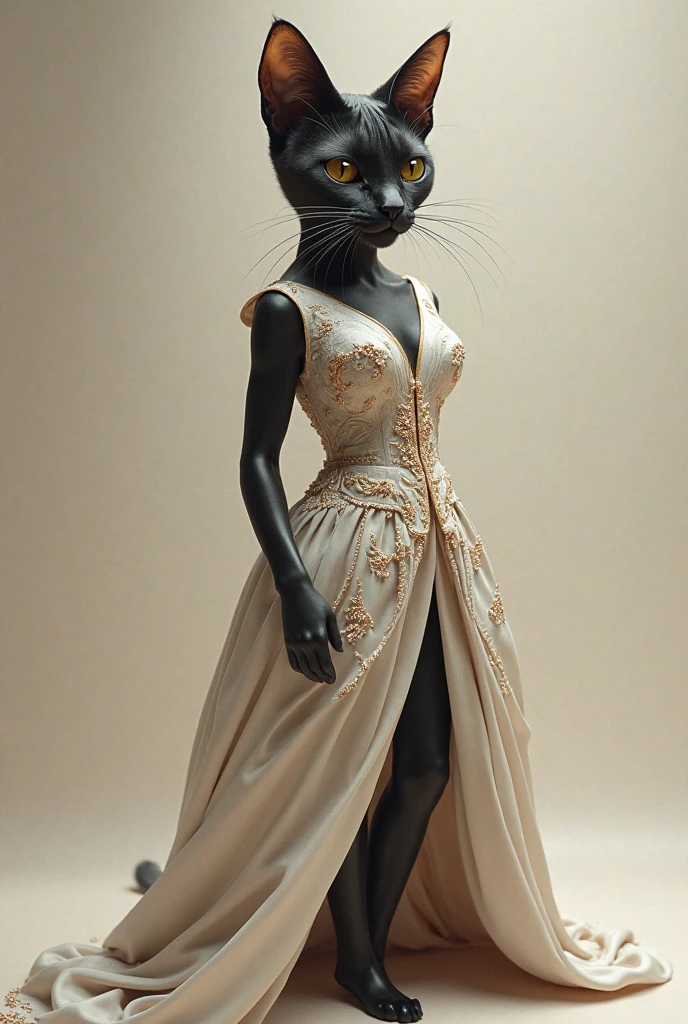 Suggested keywords: black cat、Frolic、White dress、woman
Suggested colors: Main color is white、Secondary color is black
Suggested styles: Simple and elegant
Suggested textures: Smooth texture of cotton or silk
Description of the proposed line: Curvaceous and soft lines
Description of the proposed form: Feminine and elegant form