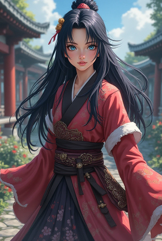 1People Women, Commoner woman, smile, Old Hanfu, Tight waist, Long hair that reaches down to the waist, Hair blowing in the wind, Her presence itself is captivating., Three Kingdoms, cinematic lighting, cowboy shot, UHD, retina, masterpiece, accurate, anatomically correct, textured skin, super detail, high details, high quality, award winning, best quality, highres