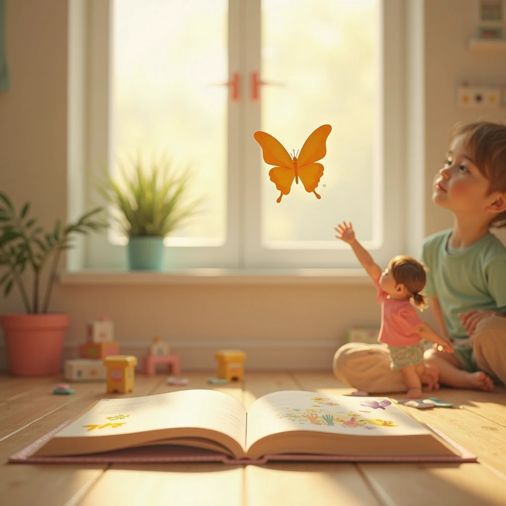 a hand with a puppet string but the puppet is the kid reading a book