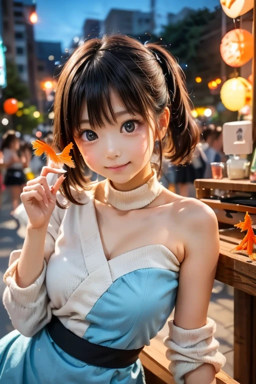 ((SFW))、14years, Girl doing cosplay、 (Moe Sleeves, yellow pikachu suit、))、Floating hair、((masutepiece:1.25, Photorealsitic:1.37))、8K Best Quality、((Detailed cute face))、Perfect eyes that shine brightly、{(childish:1.2)}、(Ivory skin shining with every detail)、Extremely detailed、{()}、smooth shading、Soft lighting with many follow lights、Clear focus、Bokeh、crowded city background、Vivid colors, {(Shouting)| Mischievous smile},pose sensual、(complete fingers:1.3)、((((flat chest)))),、, ((( no extra hands, Correct fingers))),