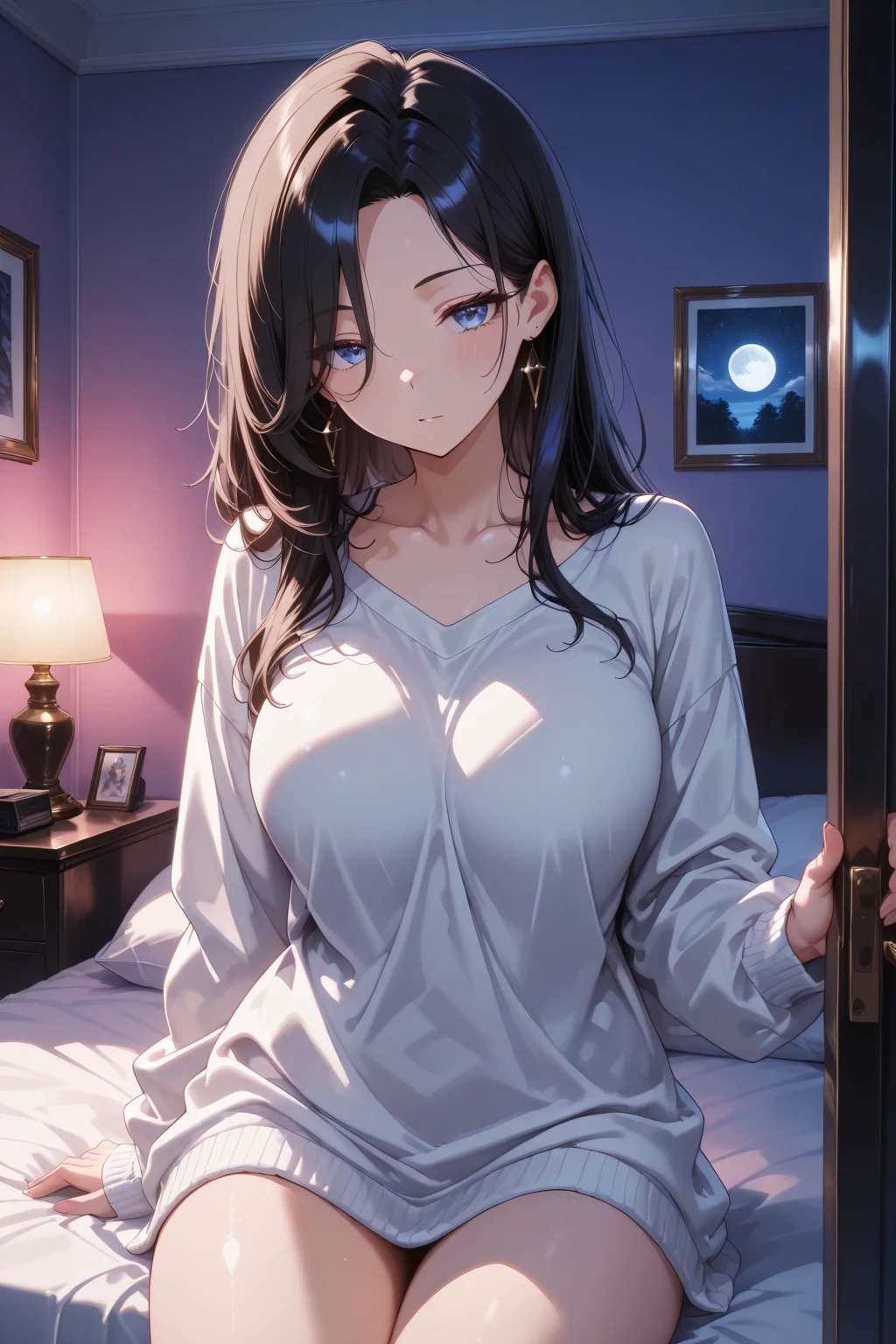 (be familiar with, masterpiece, highest quality, Complex),

cowboy shot, Kyoka Tachibana,
((( Bend forward to accentuate your breastega big breasts,))), 
1 girl, alone, 
cute eyes, beautiful face, perfect round butt, 
fit and body, female pervert,


alone, pale skin,
Blue eyes, ((beautiful mature woman)),
(Grey tight long dress with a large open neckline:1.2、& thin cardigan)

((マッチョで下品なNaked Manに抱きしめられる女:1.5))、(Three Men、Naked Man:1.5), ,(((night:1.8, Desaturated lighting、The bedroom with the lights off:1.8)))
