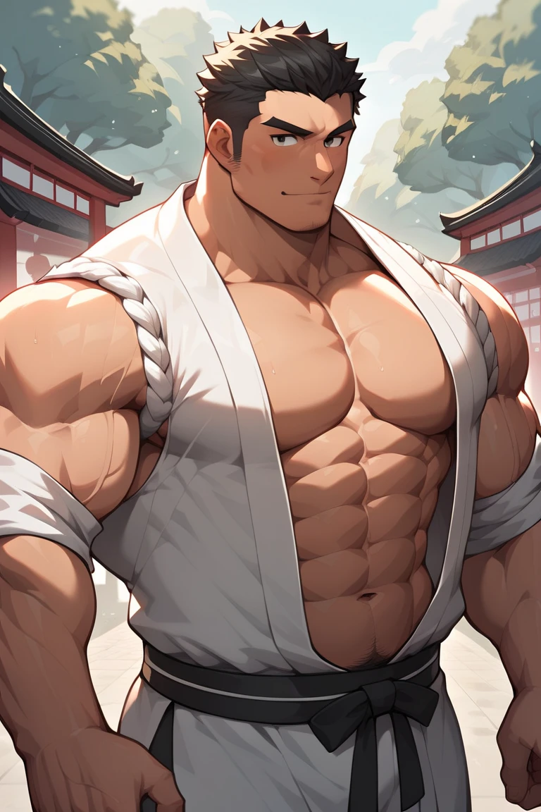 1boy korean male, (korean man with k-pop idol look), giant, model shoot style, looking at viewer, standing, strong body, standing, in the garden, white triangular underpants, prominent large bulge, brutalmass, detailed face, heavy muscular, stubble, photo real, sexy, very big and tall, brutalmass, giant, muscular body, bulk, massive body, large size, smile, illuminating light, golden hour, outdoor