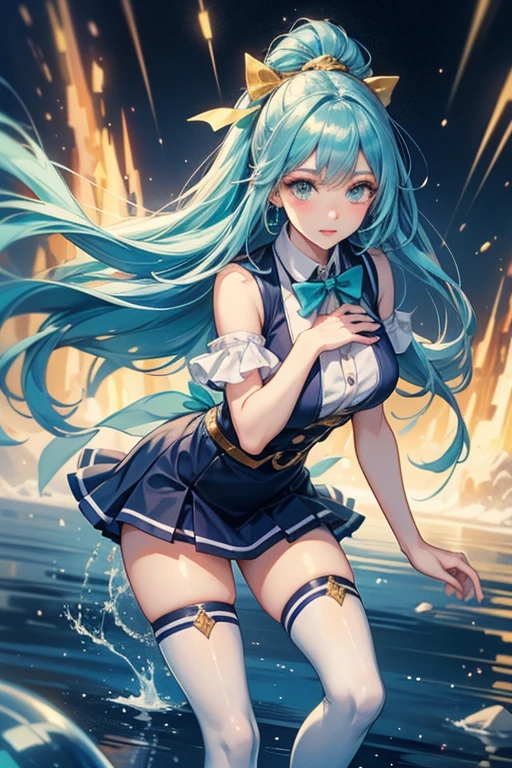 (1 Girl:1.2),(high quality), (High resolution), (Very detailed), (8k),(Demolition paperback correct)、Urusei Yatsura、Ram-chan、Sexy Lingerie、Wearing a sailor uniform、((Focus on the whole body))、Nipple Shape、((Black Pantyhose))、Hair messed up by the strong wind、Neutral White Lighting,Sexy pose、