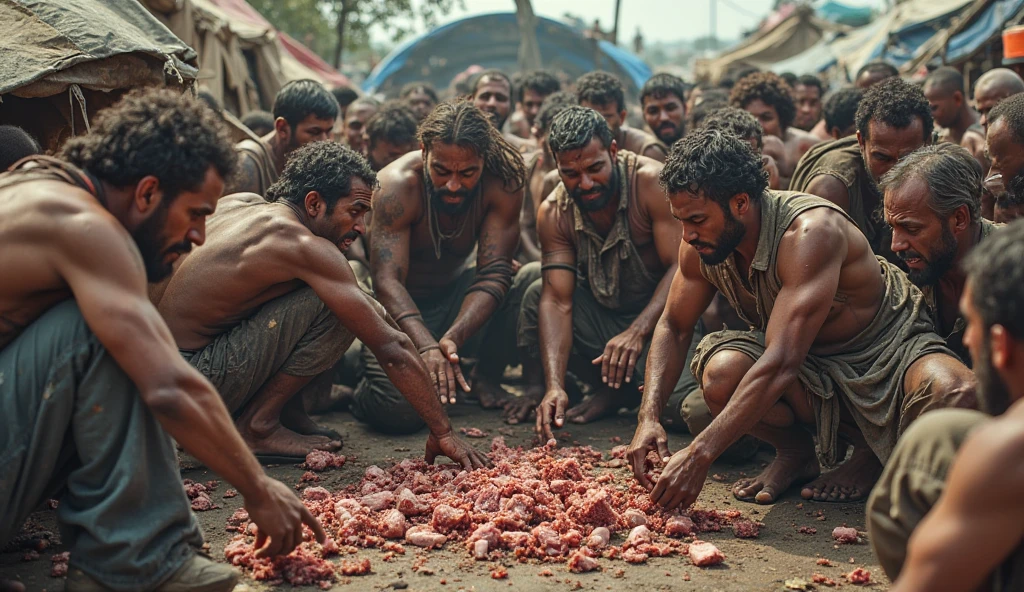 Thin poor people struggle to food