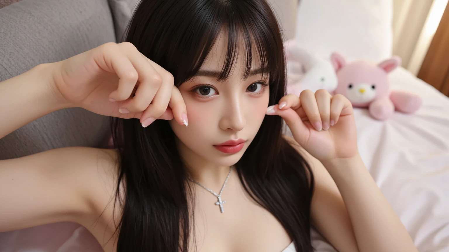 (((nfsw : 1.2))), (((pornography))), (realistic), (intricate details:1.2), (masterpiece、:1.3), (top quality:1.4), (Ultra A high resolution:1.2), Ultra A high resolution, 8K resolution, very detailed expression, ((night:1.9)),dark, (high quality), complete anatomy, natural anatomy, ((full body : 1.4)), 1 woman being raped by a man, 27 years old, korean, (beautiful : 1.4), (shoulder length bob cut hair), earring, light makeup, confused expression, office uniform, identity card necklace, long legs, (wearing flesh colored pantyhose,realistic pantyhose), (high heel : 1.4), business clothes, business attire, suit jacket, Formal skirt, office look, suit vest, glowing skin, be tie up arms, (((orgasm : 1.4))), (((moaning : 1.2))), (with a man),(She being caught and sexually harassed by a man in company : 1.5), be forcibly raped by a man, violated by a man, She can not resist holding her arms grabbed by his one of hand., His dick is being inserted into her pussy., the man lifts her skirt, A man tears off her pantyhose to explore her pussy, grabed ass, sweat, cumshot, Lightless, night, Lights off, quiet office, office desk, office chair, copy machine, sunless, night, (detailed background:1.2), There is no one but her and the man who rape her.