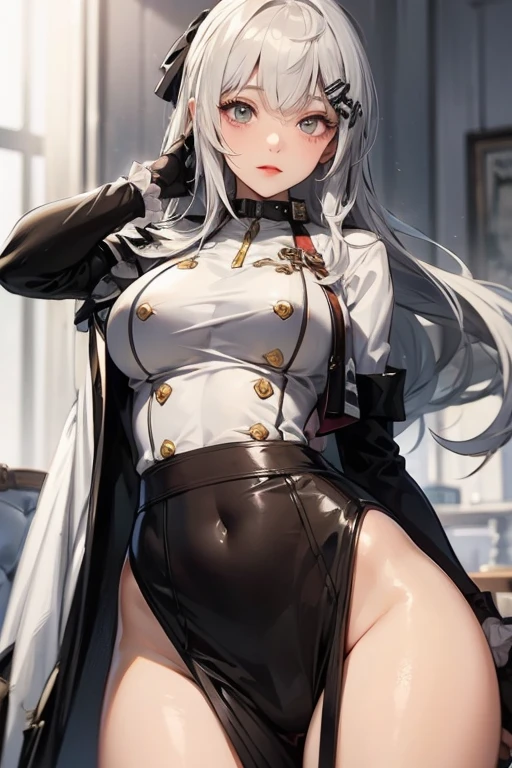Frieren, twintails, earrings, small tits, thighs, BDSM, belts, leather strips