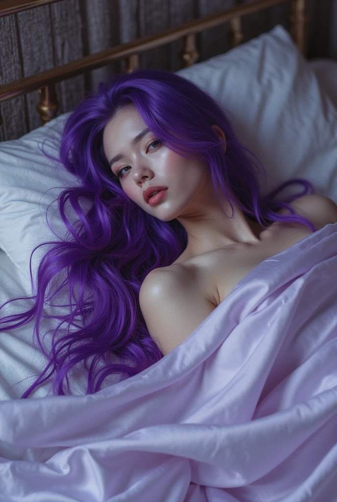 arafed woman with purple hair and a black bra top, ig model | artgerm, 🤤 girl portrait, ilya kuvshinov and artgerm, ilya kuvshinov with long hair, artgerm and ilya kuvshinov, beautiful asian girl, 8k artgerm bokeh, sexy look at the camera, instagram model (big bo0bs) beautiful purple hair