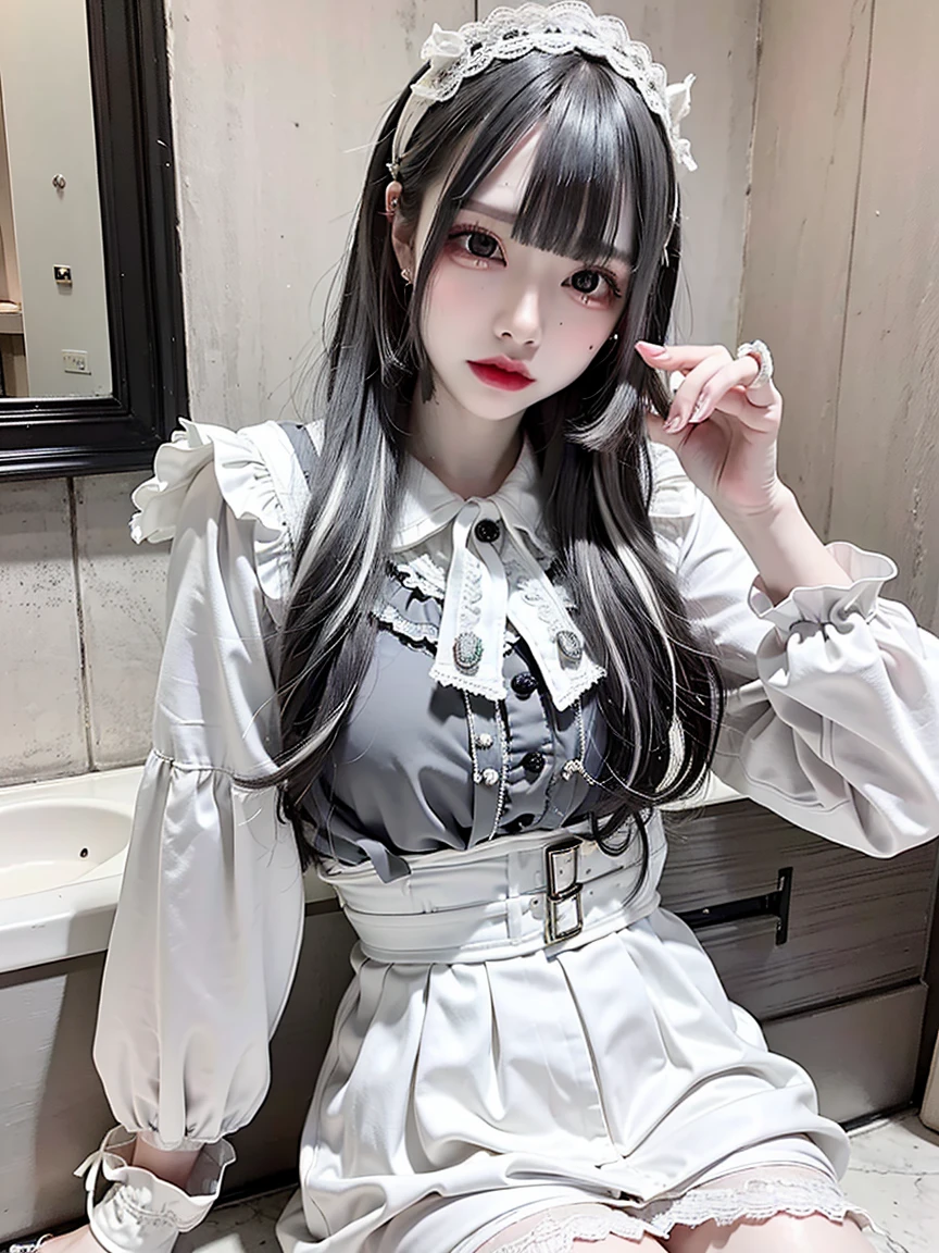 Best quality,(Realisticphoto,Realistic:1.2),Masterpiece,detailed,high-resolution,Small breasts、Black Hair、bangs、high school girl