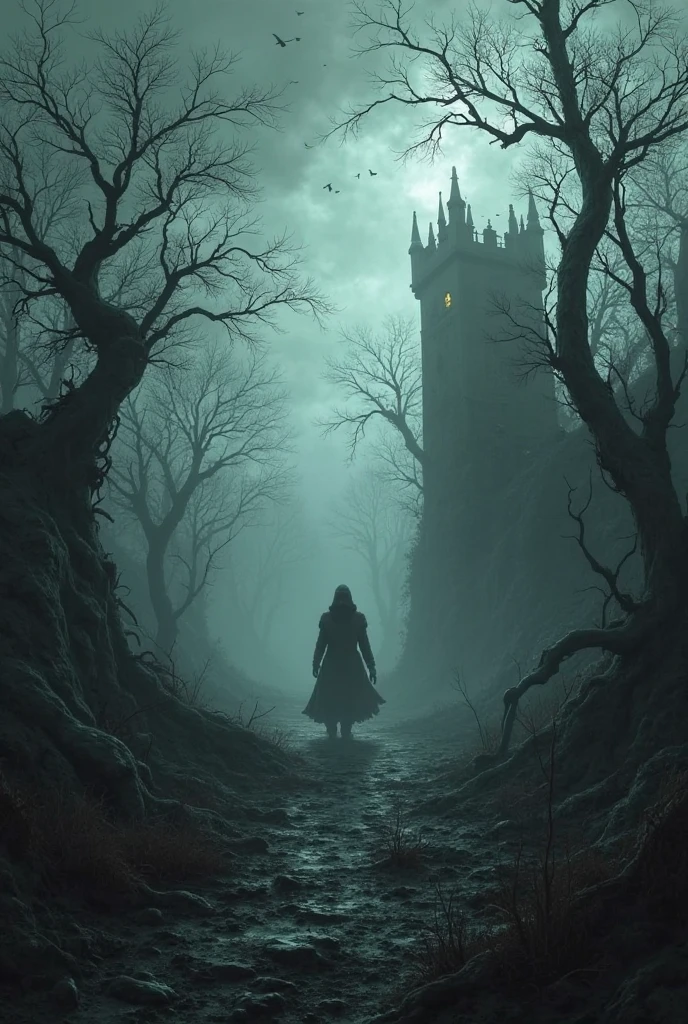 a beautiful haunting moonlit halloween night forest landscape, a dark mysterious castle in the background, a winding moonlit forest path, eerie moonlight, horror, spooky, (best quality,4k,8k,highres,masterpiece:1.2),ultra-detailed,(realistic,photorealistic,photo-realistic:1.37),cinematic lighting,dramatic shadows,moody atmosphere,dramatic lighting,vibrant colors,dark and moody,gothic,fantasy