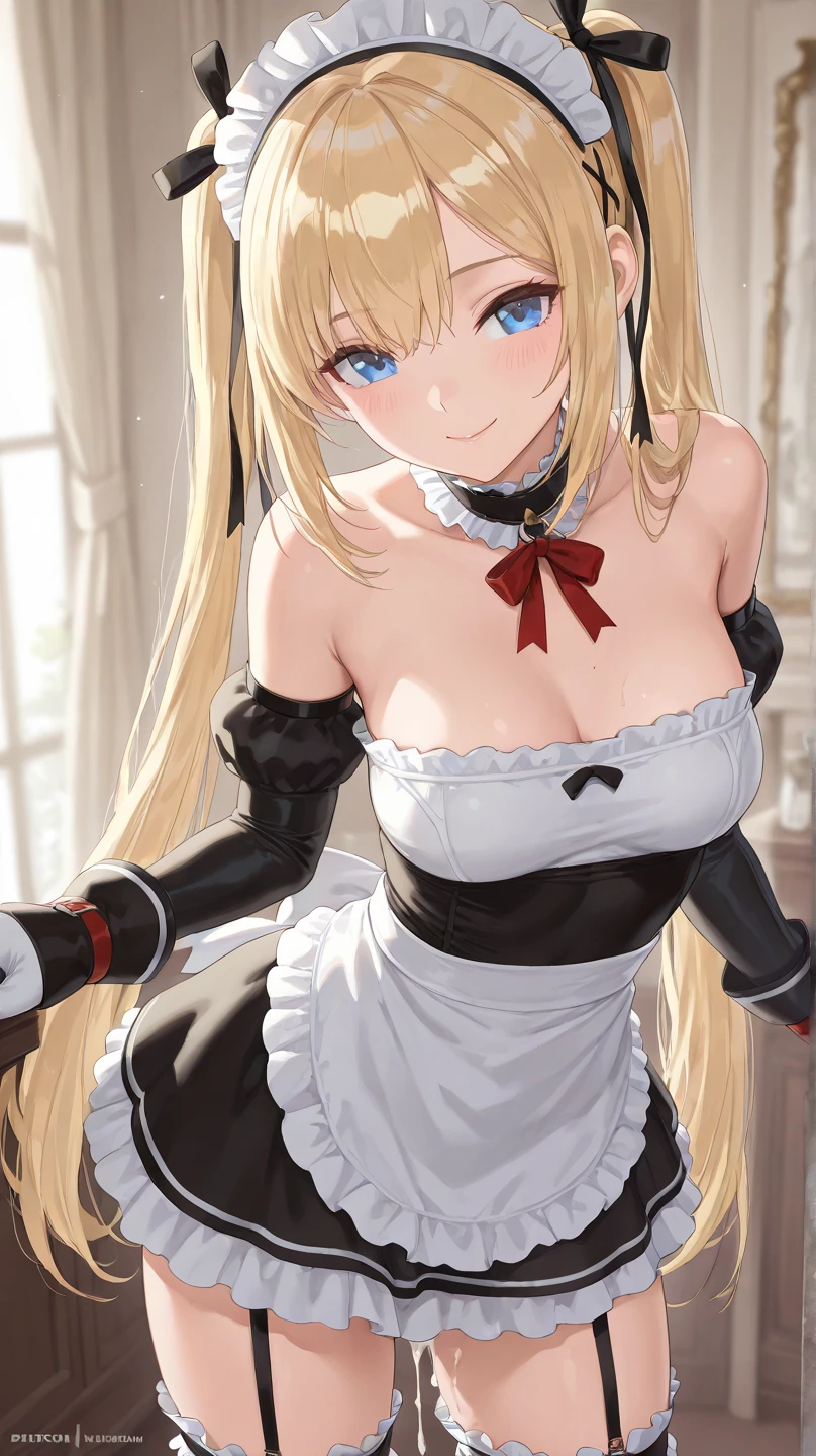 BDSM、Queen、mistress、(((One girl)))、solo:1.8、(((Black latex elbow gloves:1.4 )))、(((Black latex corset dress:1.4)))、(((The corset dress is decorated with beautiful lace.)))、(((Corset dress with shoulder straps)))、(((Black latex tight mini skirt:1.4)))、(((Black Thigh Boots)))、(((Black fishnet stockings:1.2 )))、(((Stiletto heels:1.4)))、(((Black latex panties)))、(((Black latex bra)))、(((Black leather collar)))、(((Sexy pose:1.4 )))、Wide-open legs:1.2、(((Erotic)))、(((Cowboy Shot)))、(((Sexy pose)))、Spread your legs、(((erotic)))、(((Cowboy Shot)))、Cowboy Shot,indoor,笑face,
æ³•å…°é»›èŽ‰å ¡,One Girl,alone,Jagged teeth、Blonde,Very long hair,Side Lock,Thick eyebrows,Hair between the eyes,Green Eyes,
Maid,Maid headdress,roswaal mansion Maid uniform,- Detachable collar,Neck ribbon,Black Ribbon,Cleavagecutout,Medium Chest,Black Dress,Long sleeve,Juliet Sleeve,Wide sleeves,Cleavage,Frills,Waist apron,White apron,Long dress,, Amazing visuals, High resolution,masterpiece,Highest quality,, 18-year-old,young woman,beautiful指,beautiful長い脚,beautiful体,beautiful鼻,beautifulキャラクターデザイン, Perfect Eyes, perfect face,Expressive eyes,
Official Art,Very detailed CG Unity 8K 壁紙, Perfect lighting,colorful, bright_front_face_Lighting,Shiny skin, 
(masterpiece:1.0),(Highest_quality:1.0), 超High resolution,4K,Very detailed,
photograph, 8K, High resolution, High resolution, Absurd:1.2, Kodak Portrait 400, Film Grain, Blurred Background, Bokeh:1.2, Lens flare, (Vibrant_color:1.2), (beautiful_face:1.5),(narrow_Waist), ,Browsing Caution,邪悪な笑face、Cold Stare、Contempt、blush:1.4