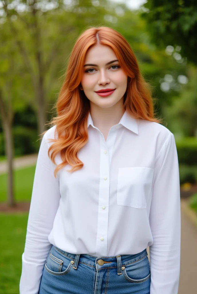 photo of seductive (b0nniewr1ght-140:0.99), a woman as a sexy housewife, (closeup portrait), (buttoned up shirt:1.1), in a (garden with a house in the background), (long trousers), (masterpiece:1.5) (photorealistic:1.1) (bokeh) (best quality) (detailed skin texture pores hairs:1.2) (intricate) (8k) (HDR) (wallpaper) (cinematic lighting) (sharp focus), (vivid atmosphere), (face focus), (apple trees), (red lips), (smiling:1.1)