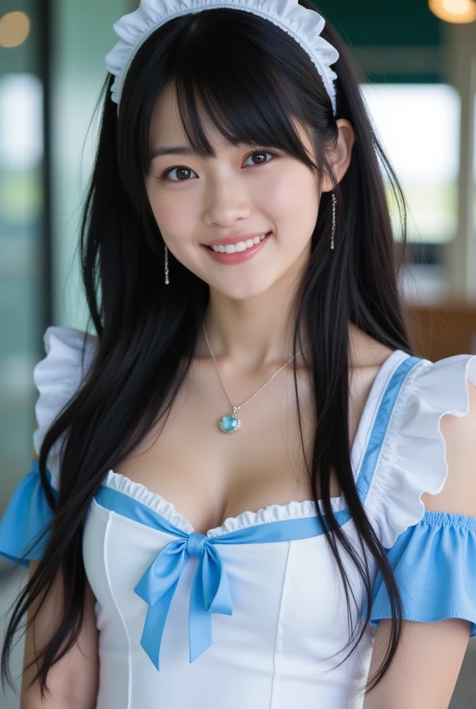 keyword: 1girl in photoshoot,hatsune miku, Japan person, looking at the view, smile (big smile), (open mouth), full body, 25 years old girl, perfect body, perfect ???????, long twin tail hair with pony, bright tosca hair, tosca eye color, double eyelids, huge breasts, Highly detailed skin texture,(Realistic skin), Ultra-Detailed Face, Detailed Lips, Detailed Eyes, Double Eyelids,nacklaces, wet skin, wet hair, sexy poses, model poses, luxury satin dress (black), (8k, RAW photo, best quality, masterpiece: 1.45), (realistic, photorealistic: 1.37), professional lighting, photons mapping, radiosity, physically based rendering, Deep V-neckline, top quality photo, high res, 1080p, (clear face), (detailed face description), (detailed hand description), (masterpiece), (exquisite CG), extreme light and shadow, disheveled hair, master work, rich details, (fine facial features), (highest quality photo), (masterpiece), (detailed eyes), look in front of you eyes, fine clavicle, ((large breasts)),(((??????_slip))),((puffy areolae)),((sideboob)),(underboob),(((collar))),earrings,