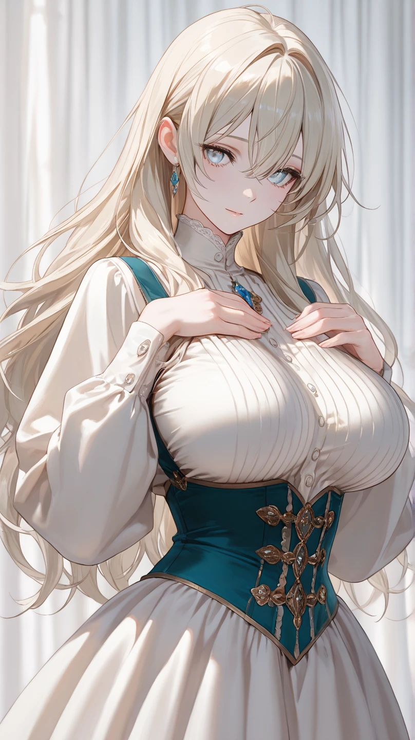masterpiece、Highest quality、High resolution、High-quality images、8k, 1 female、Skin Radiance、Texture of skin and clothing、Expression of fine eyes、realism, detailed manga style, Manga art style, Perfect line drawing, Beautiful line art, digital manga art girl, Fuller lips, Gorgeous face with attention to detail, (smile), charm, Innocent, Side view, (Perfectly detailed face), (Beautiful Hands) Photorealistic images, Written boundary depth,evening、Adult female、Long Hair、Wavy Hair、Blonde、Bright Blue Eyes、Curly Hair、Big Breasts、Circlet、Black clothes