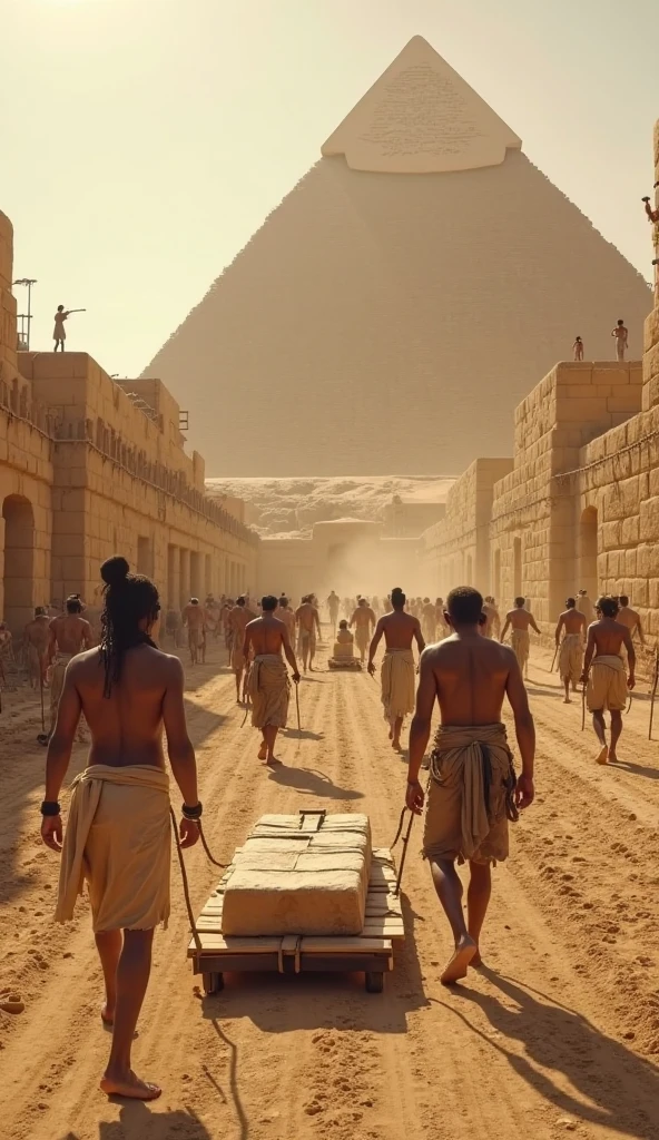oil painting, quarry workers in ancient Mesopotamia