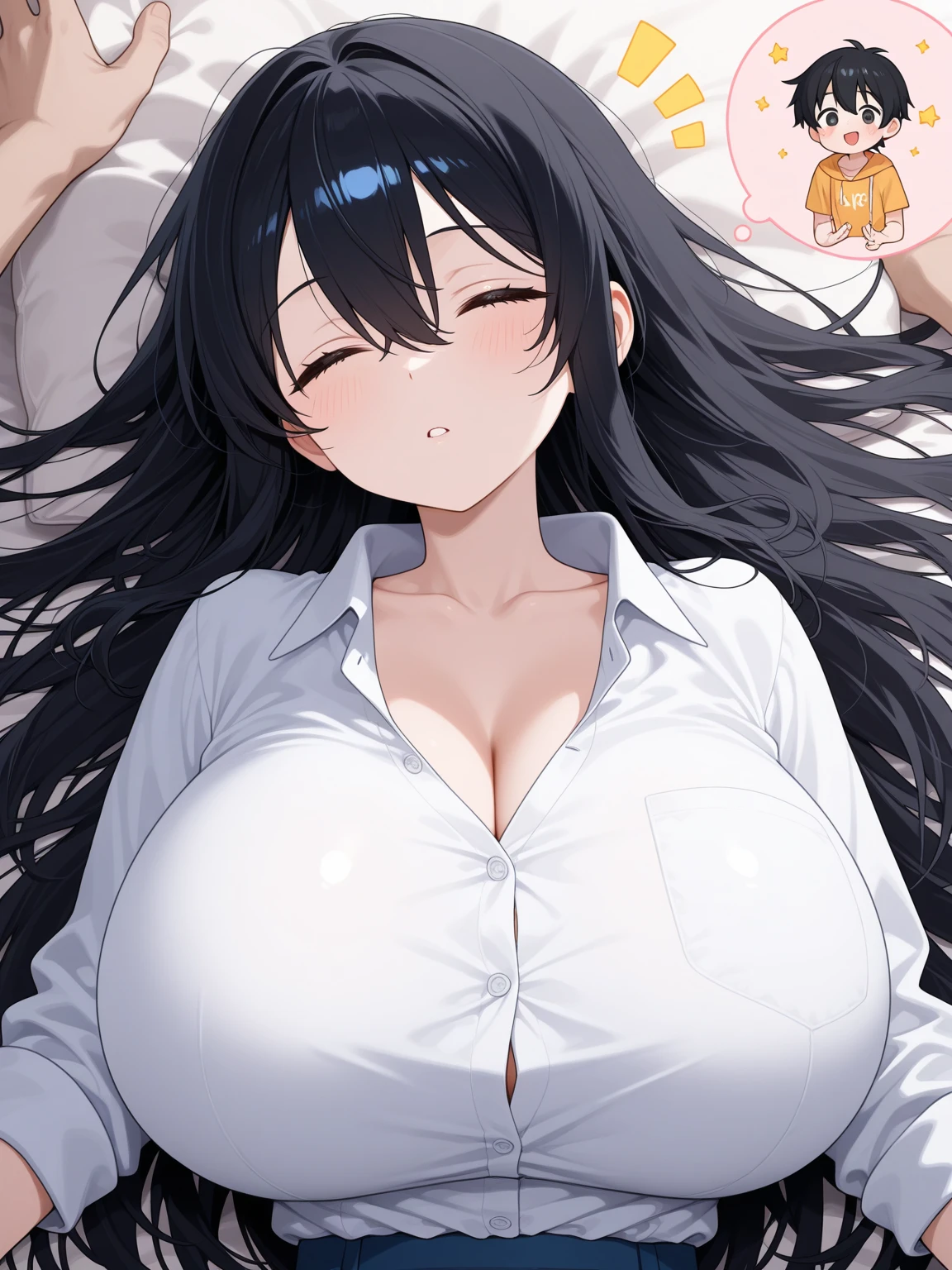 masterpiece,(blowjob,sucking penis pov),,(heart-shaped pupils),humid,high resolution,sitting in fiont of man,ultra detailed,realistic,seductive anime woman,black hair,straight hair,(tareme:1.3),thick lips,sweaty,mature plump woman,(aroused and happy:1.5),drooling,excessive cum,sweaty,tank top,earring,night bedroom,