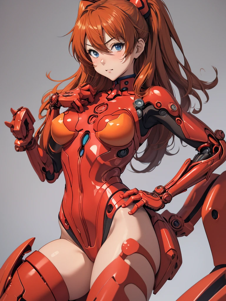 anime girl in red leather outfit with red gloves and red gloves, asuka suit under clothes!, full body zenkai! asuka suit, asuka langley souryuu, asuka langley, asuka langley sohryu, asuka langley soryu, asuka, portrait of asuka langley soryu, biomechanical oppai, anime manga robot!! anime girl