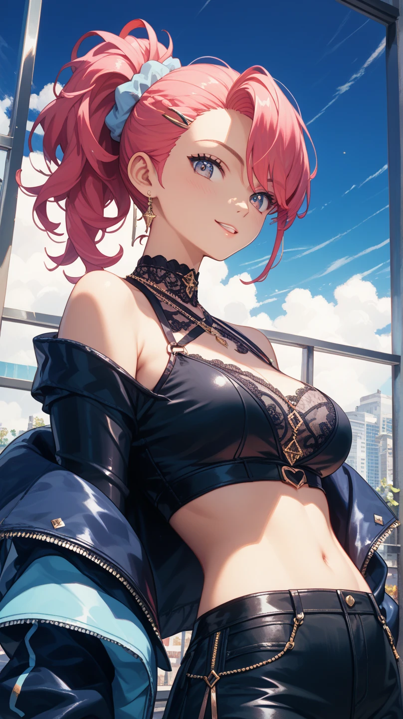 best quality,4k,8k,highres,masterpiece:1.2),ultra-detailed, extremely detailed eyes, extremely detailed body, (large masterpiece digital art), (detailed manga illustration), (detailed line art), ((perfect anatomy)), (intricate details:1.3), (ultra-detailed:1.3), (illustration:1.3), (sharp focus:1.3), (natural lighting:1.05), (vivid colors:1.3), (masterpiece), (best quality:1.4), (perfect anatomy:1.4), high quality, expressive eyes, full body, detailed face, beautiful face, perfect face, 1 girl, breasts, cleavage, gloves, large breasts, ultramarine jacket, very long hair, thigh length hair, ({dark skin}), dark-skinned female, detailed ((red hair)), messy hair, green eyes, gloves, jacket, hourglass physique, casual outfit, denim shorts, sneakers, graphic t-shirt, dynamic lighting, cityscape background curvy, Atey Ghailan, Jeremy Mann, Greg Manchess, Antonio Moro, trend in ArtStation, trend in CGSociety, Intricate, High Detail, Sharp focus, dramatic and photorealistic painting art by Midjourney and Greg Rutkowski, Jeff Bridges, ((cartoon style)), Marvel Cinematic Universe style, (((Boston in the background))), soft bokeh of Boston