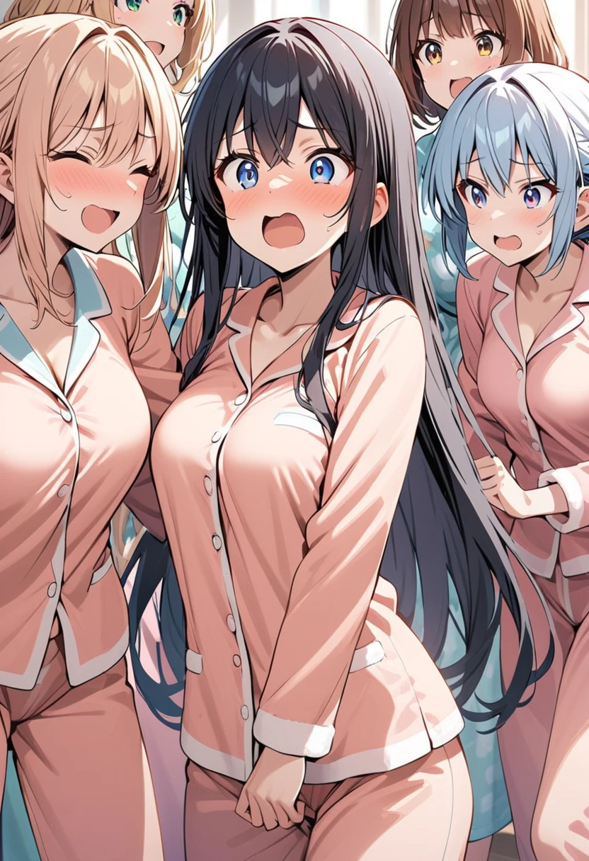 ((Highest quality)), ((masterpiece)), (detailed),Perfect Face,A group of nurses in the middle of undressing in a hospital,