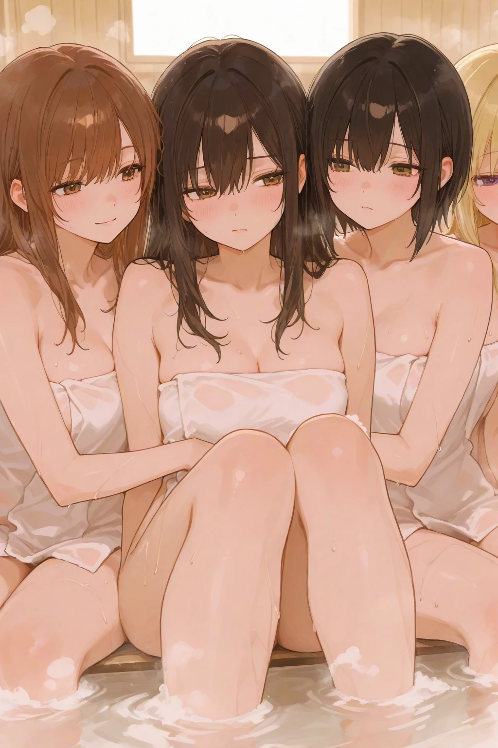 ((NSFW:1.3)),(Textured skin, Anatomically correct, Super Detail, high details, High quality, hight resolution, Best Quality, 1080p,4K),(One-person viewpoint, looking at viewer, subjective:1.5),
(((score_9))),

(Multiple girls in shower room),(women's shower room:1.3),
((Multiple girls, 10+girl with, Group photo of the girls, Group photo of the girls:2))
((Women of different ages:1.5)),(Girls with busts of all sizes:1.5),(Girls with various hairstyles:1.5),
(inviting you to have sex),

((Girls line up Seduction pose:1.6)),
(full body shot:1.5),(front view:1.5),

(naked, nude, barefoot:1.5),
nsfw, showing off pussy, showing off breasts, 
(Wet body, sweating:1.5)

nsfw,(enraptured face:1.4),(naughty expression:1.2),(orgasm smile:1.5),seductive smile, excited smile,
(blush, face blush, blushing:1.3),

(vivid pussy, high quality vagina:1.1), (dripping love juice:1.1),